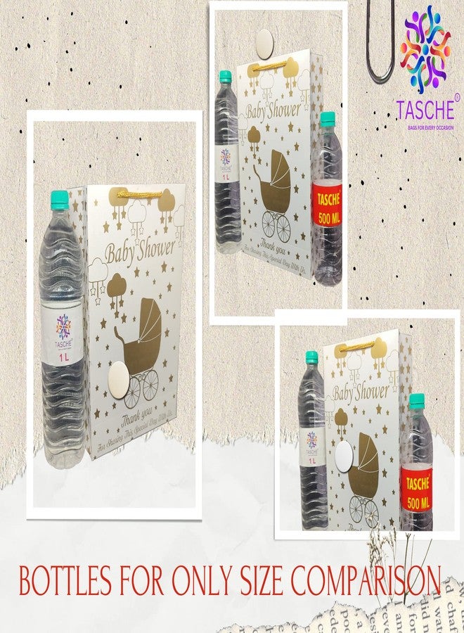 TASCHE حقائب هدايا ورقية متنوعة مطبوعة بتصميمات متنوعة لحفلات استقبال المولود الجديد من TASCHE Gold و Trolly | حقائب هدايا لهدايا التوزيع وهدايا أعياد الميلاد (11 * 8 * 3 بوصات) (عبوة من 10) - Image 5